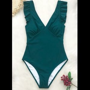 One piece with ruffled sleeves